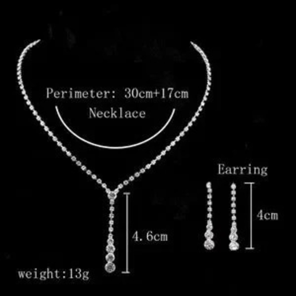 Women Drop Crystal Choker Necklace Earrings Set Bridal Bridesmaid Wedding Set